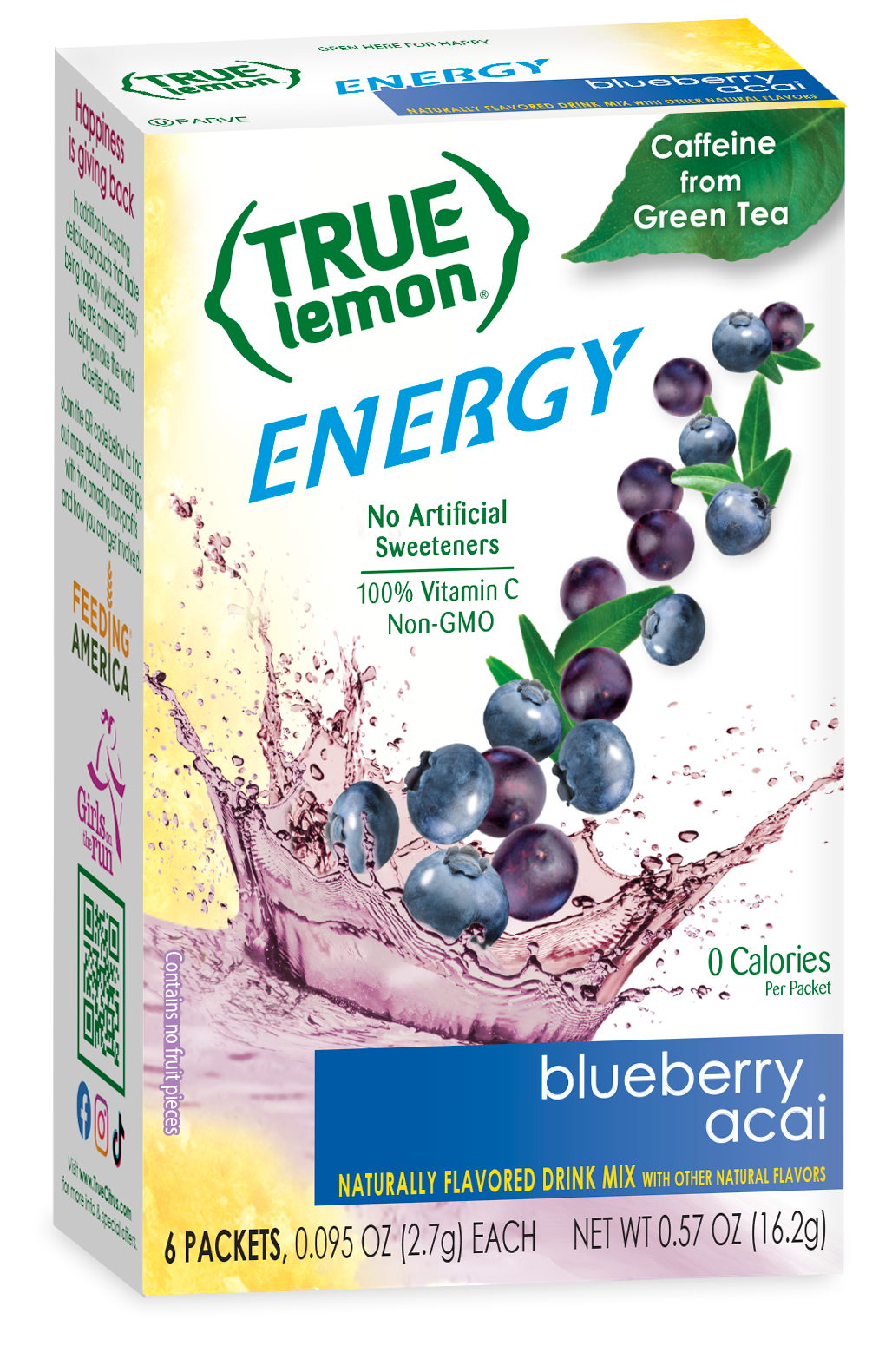 True Lemon Energy Blueberry Acai Drink Mix 6 Packets (16g)