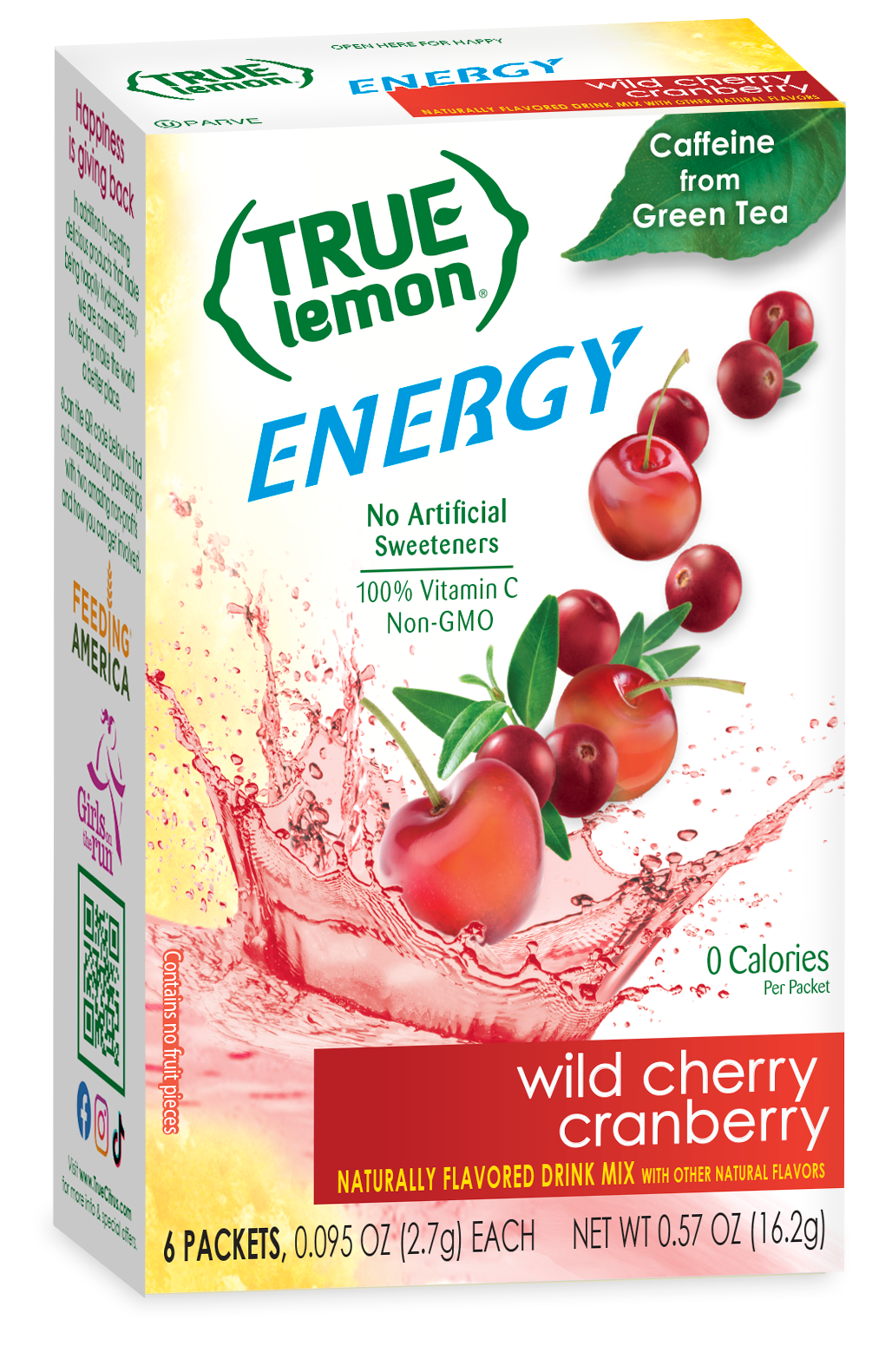 True Lemon Energy Wild Cherry Cranberry Drink Mix 6 Packets (16g)