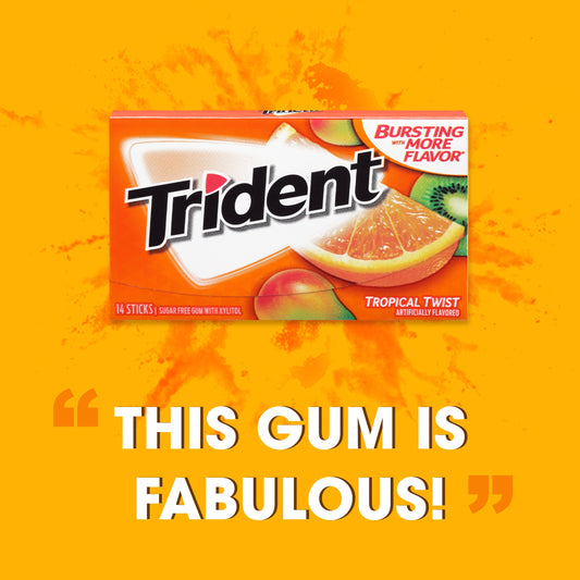 Trident Tropical Twist Sugar Free Gum (12 Pack)