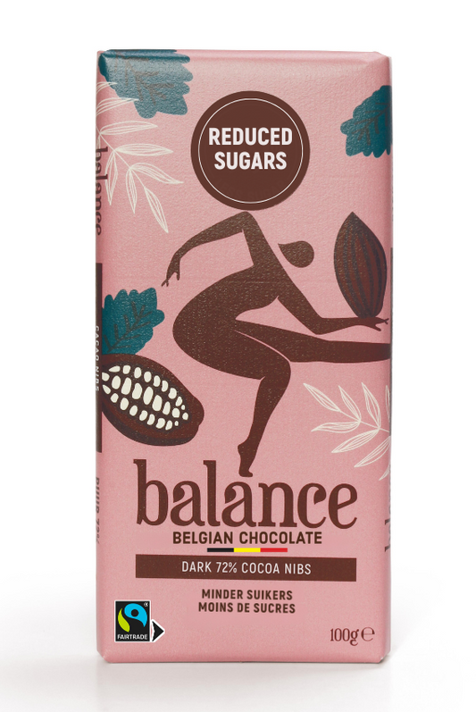 Balance Stevia tablet Dark 72% cocoa nibs 100g (Best Before : May 2026)