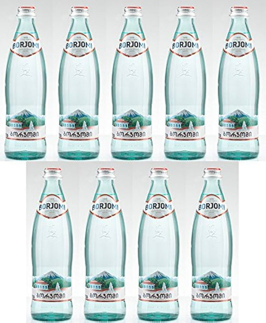 Mineral Water Borjomi Sparkling Water 500ml Glass Bottle (Pack Of 9)