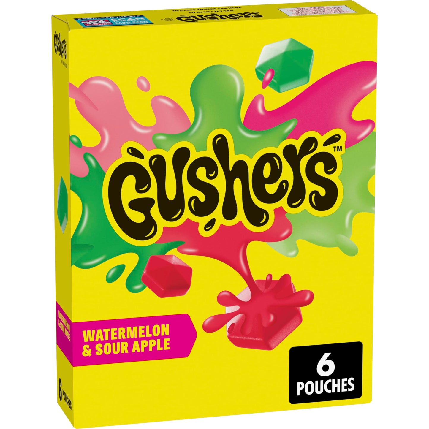 Gushers Watermelon Sour Apple Fruit Flavoured Snacks 6ct (Pack of 2) (Best Before Date : 20 July 2025)