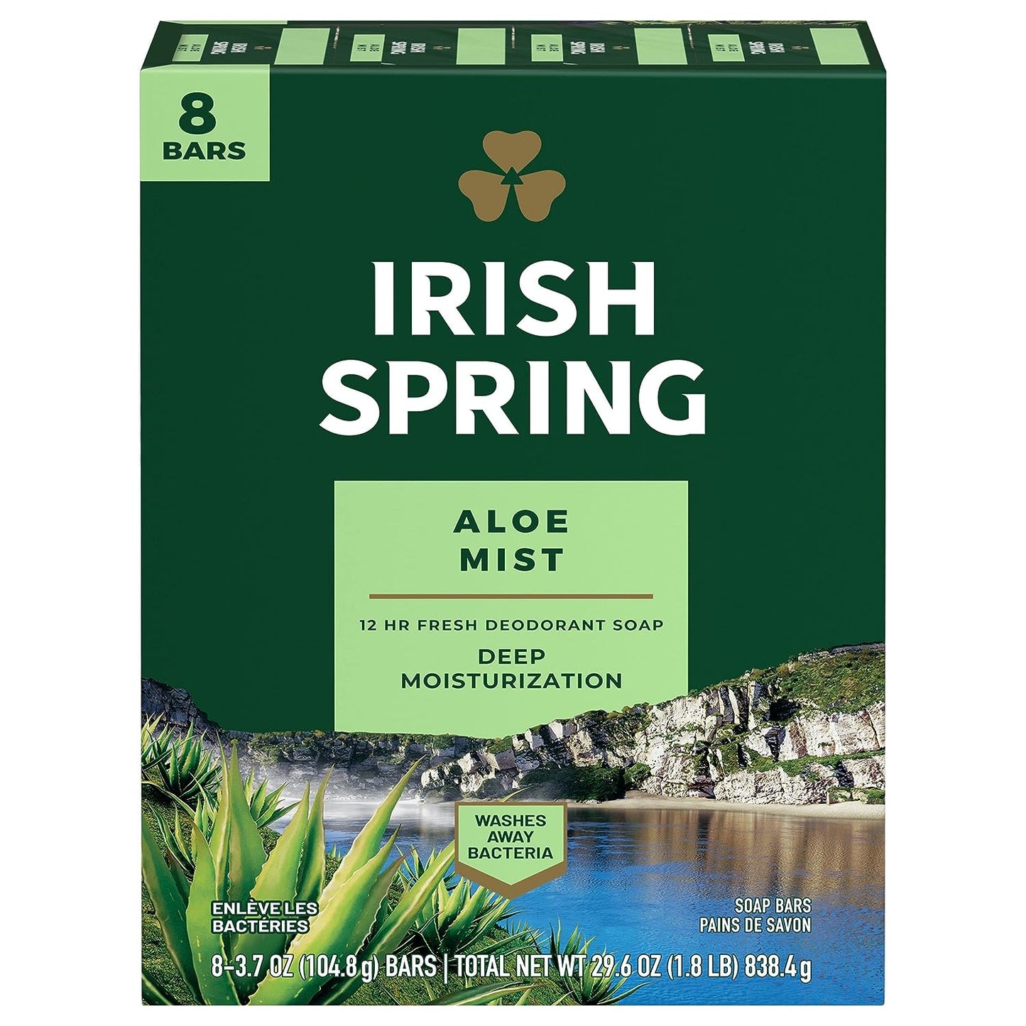 Irish Spring Aloe Mist Deodorant Soap Bar 314.4g (3 x 104.8g)