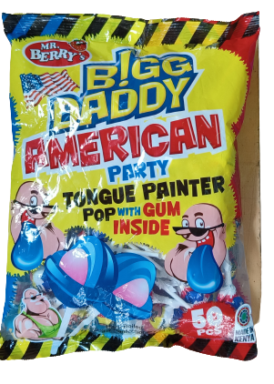 Mr. Berry's Bigg Daddy American Party Tongue Painter XXL Lollipops 50 Pcs