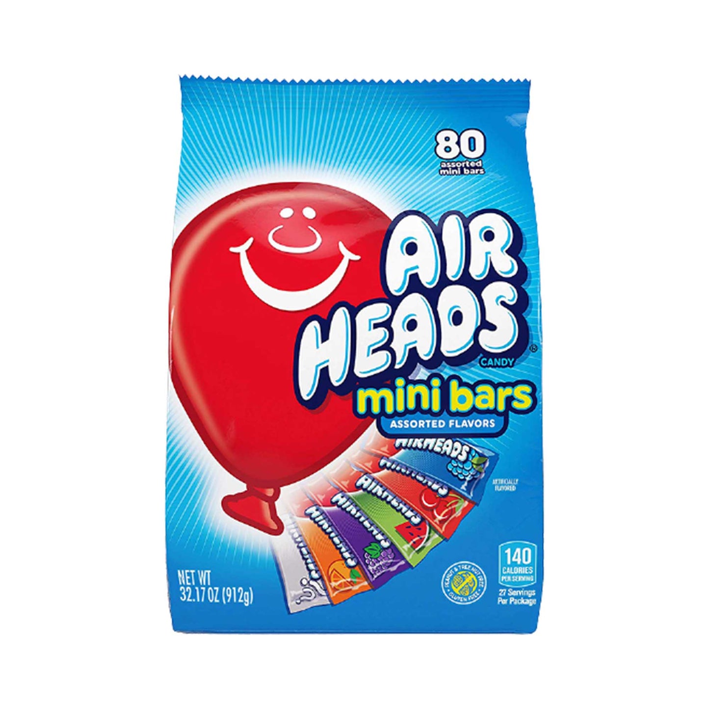 Airheads Assorted Mini Bars Gusset Bag 912g (Best Before Date:-07/2025)