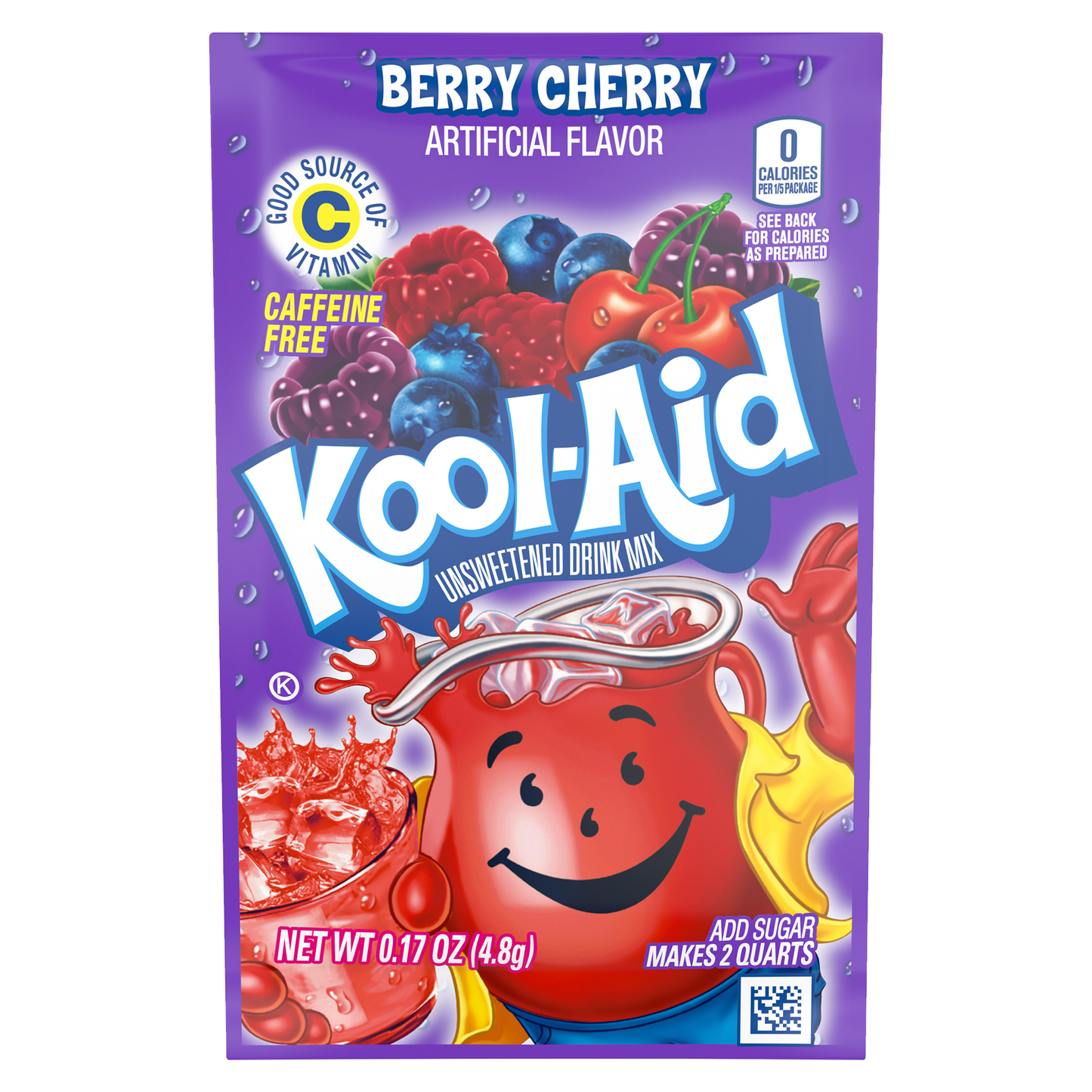 Kool-Aid Berry Cherry Unsweetened pack of 6 Drink Mix 4.8g Best Before Date 12/02/2025