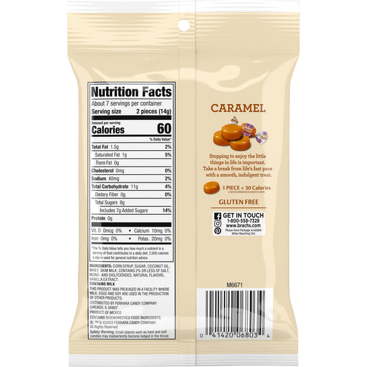 Brach's Classic Hard Caramels Candy 92g