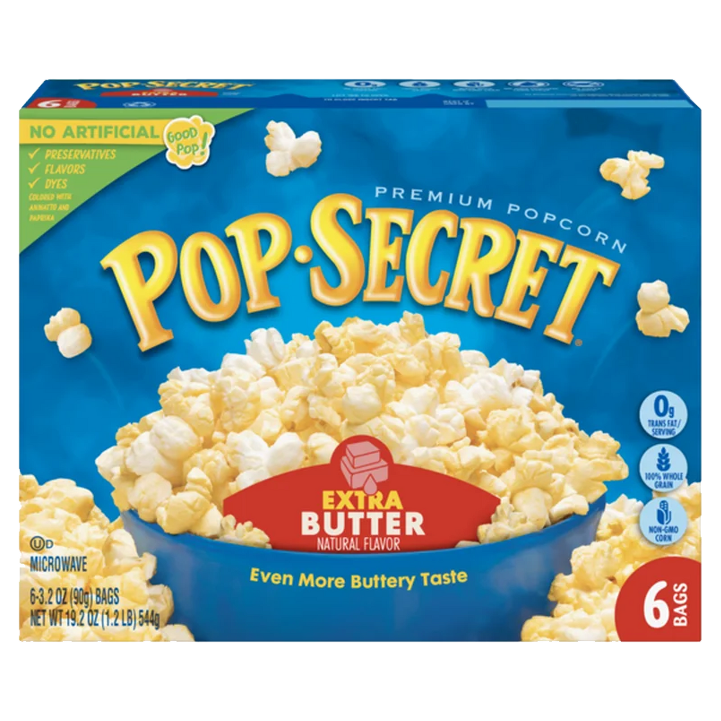 Pop Secret Extra Butter Microwave Popcorn 540g-(6 x 90g)