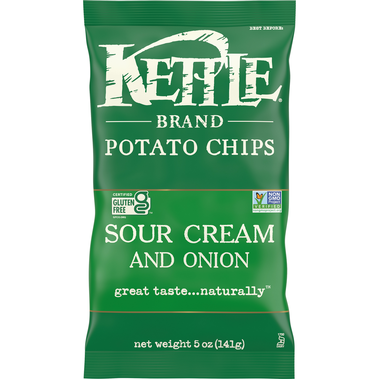 Kettle Brand Sour Cream and Onion Potato Chips 141g (Best Before Date 14/09/2024)