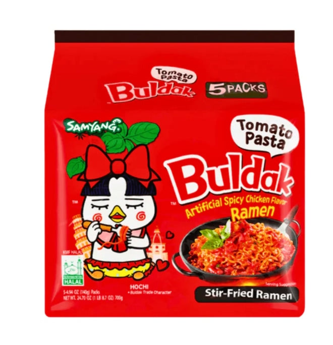 Samyang Buldak Tomato Pasta Flavour Spicy Chicken Flavour Ramen (140g X 5) (BBD : 17 June 2025)