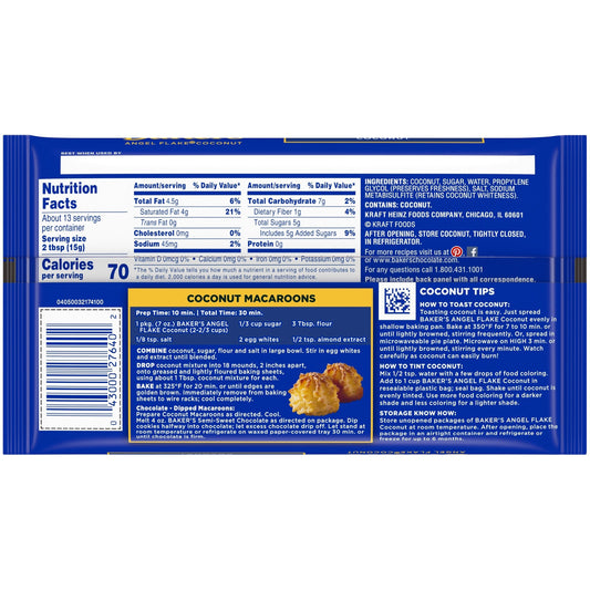 Baker's Coconut Angel Flakes Sweetened 198g sold by American Grocer in the UK