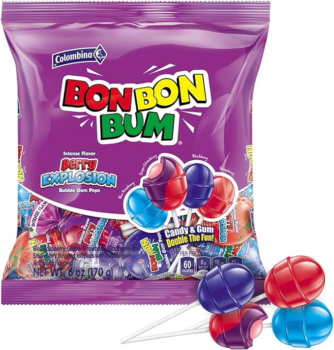 Colombina Bonbon Bun Berry Explosion Bubble Gum Pops 170g I PACK OF 3 I (Best Before 01/05/2025)