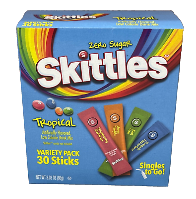 Skittles Singles To Go Tropical Flavors Variety Pack 30 Sticks (86g)