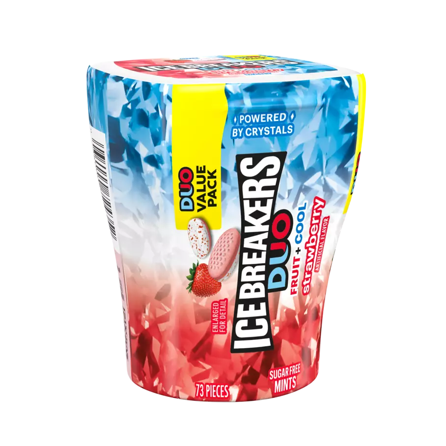 Ice Breakers Ice Cubes Duo Strawberry Sugar Free Gum 40 Pcs (Pack of 4)
