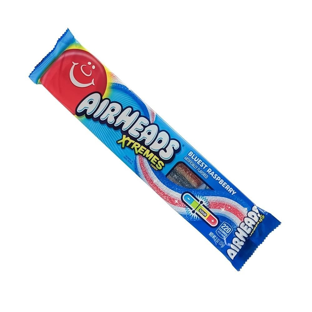 Airheads Xtreme Bluest Raspberry Candy Belt 57g (Pack of 3) (Best Before : Dec 2025)
