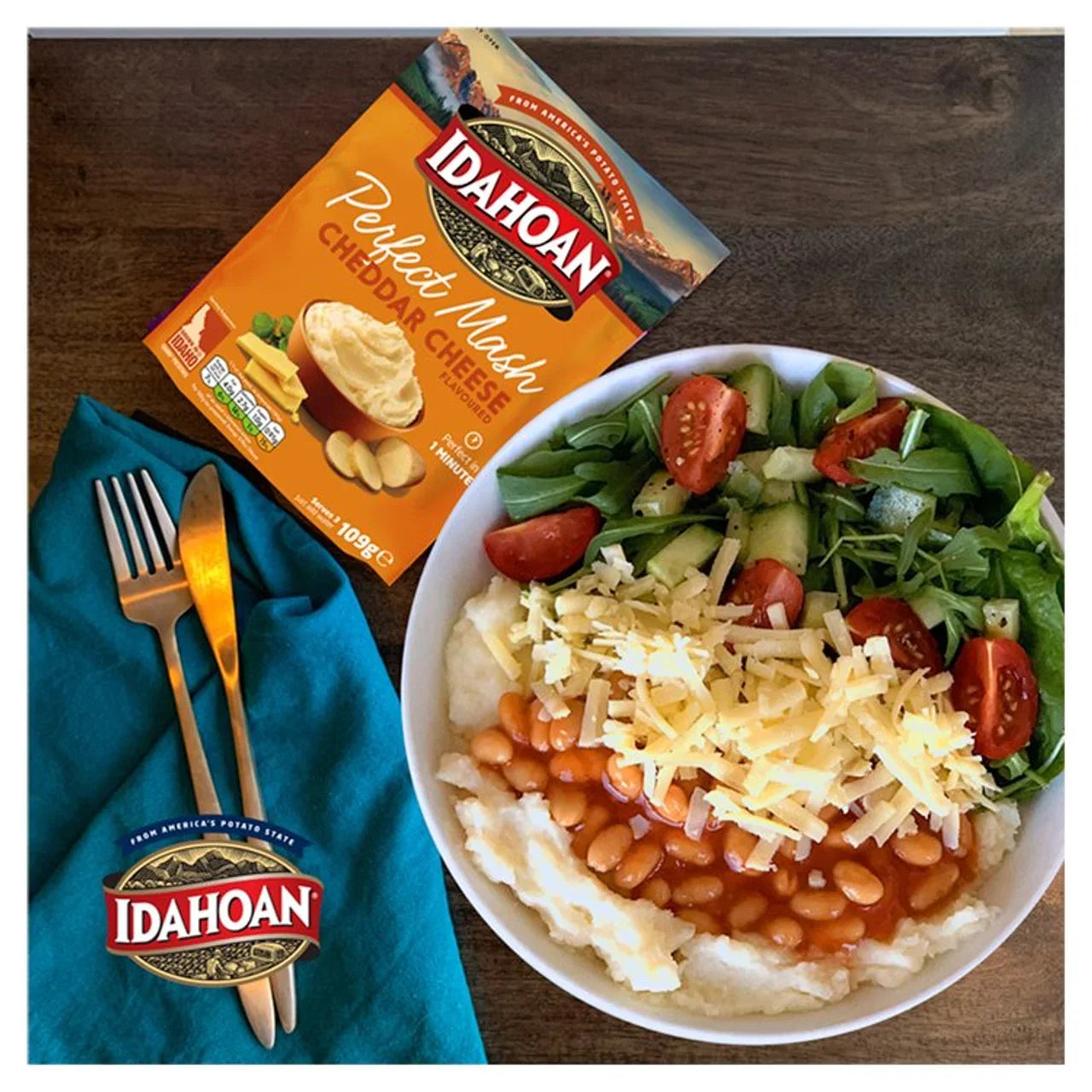 Idahoan Perfect Potato Mash Cheddar Cheese 109g