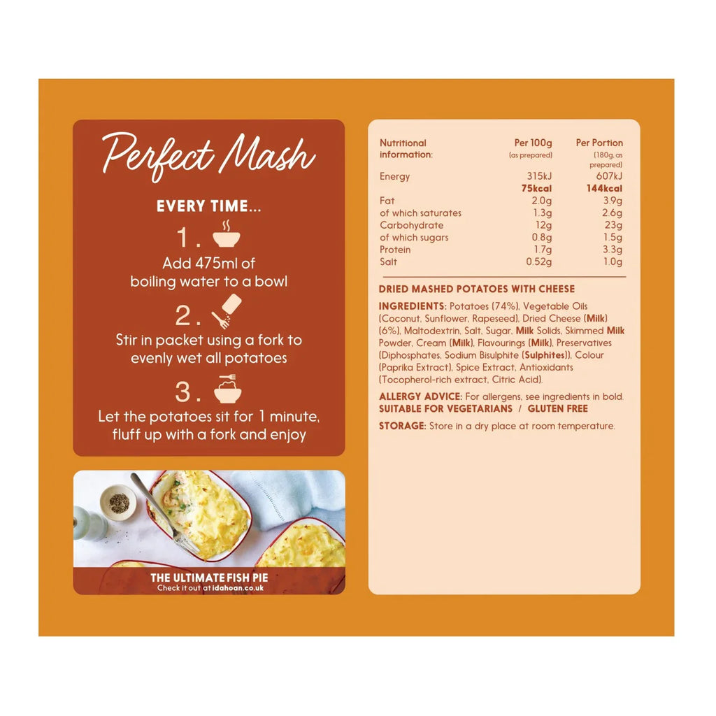 Idahoan Perfect Potato Mash Cheddar Cheese 109g