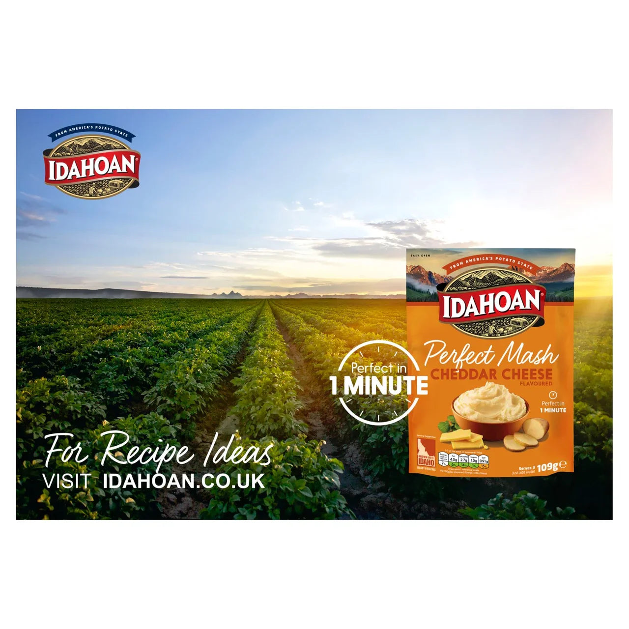 Idahoan Perfect Potato Mash Cheddar Cheese 109g