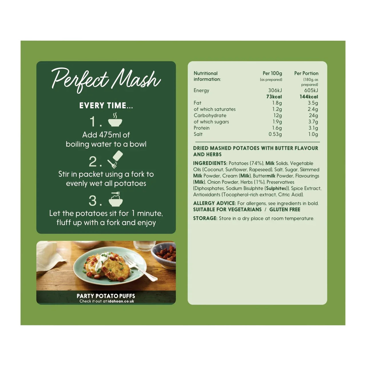 Idahoan Perfect Potato Mash Butter & Herb 109g