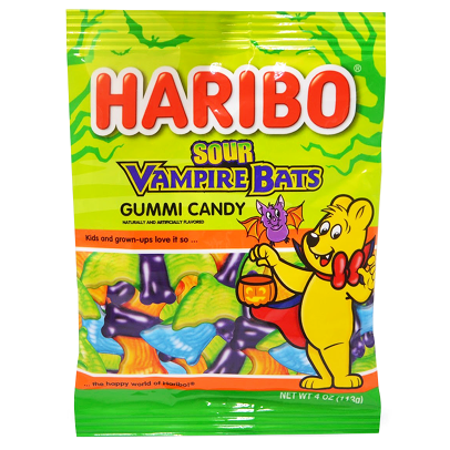 Haribo Halloween Sour Vampire Bats Gummy Sweets 113g