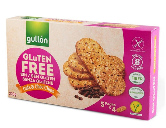 Gullon Gluten Free Oats & Chocolate Chip Cookies 220g – Wholesome, Fiber-Rich & Deliciously Gluten-Free