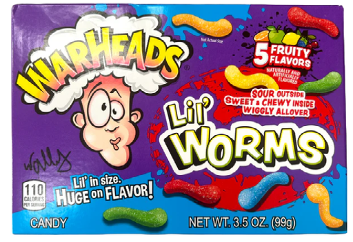 Warheads Theatre box Bundle | ooze chewz 99g | Galactic cubes 99g | Lil Worms 99g | Wedgies 99g | Cubes 99g