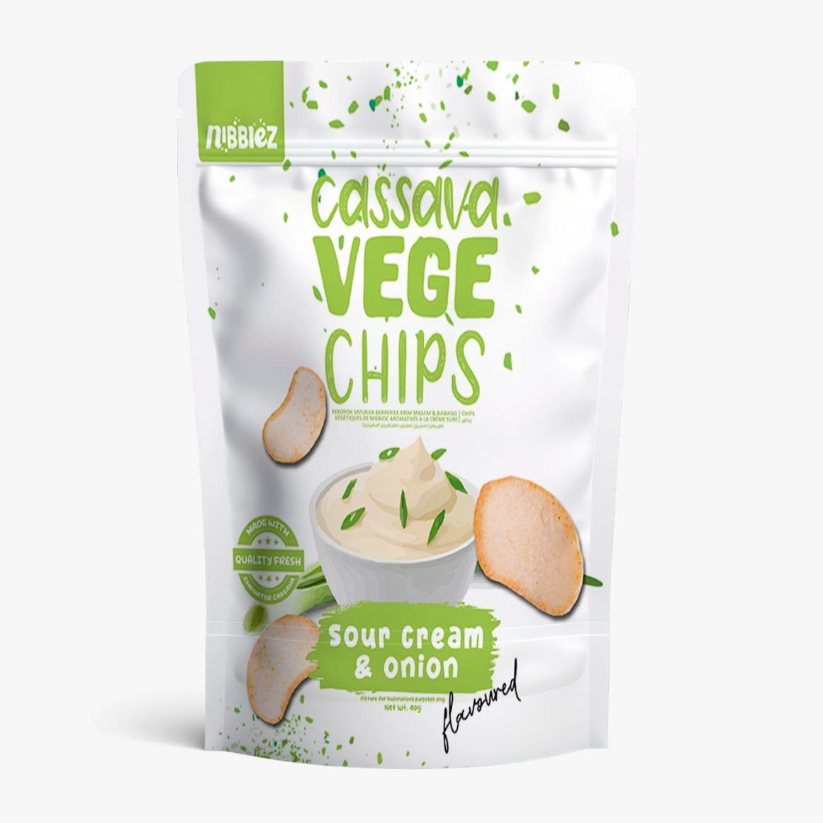 Nibblez Sour Cream & Onion Cassava Vege Chips 40g (Best Before : Sep 2026)