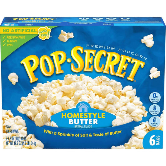 Pop Secret Homestyle Microwave Premium Popcorn 540g- (6 x 90g)