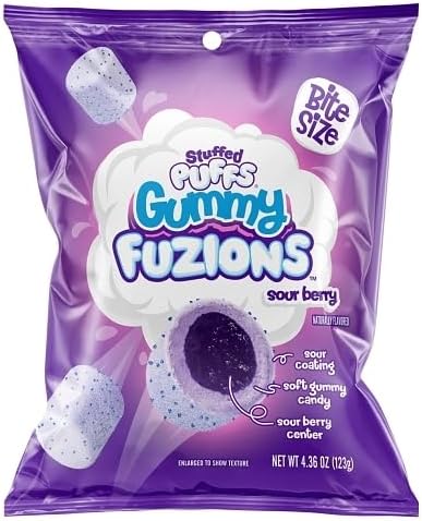 Stuffed Puffs Gummy Fuzions Sour Mixed Berry Bags 120g (Best Before : Oct 2026)