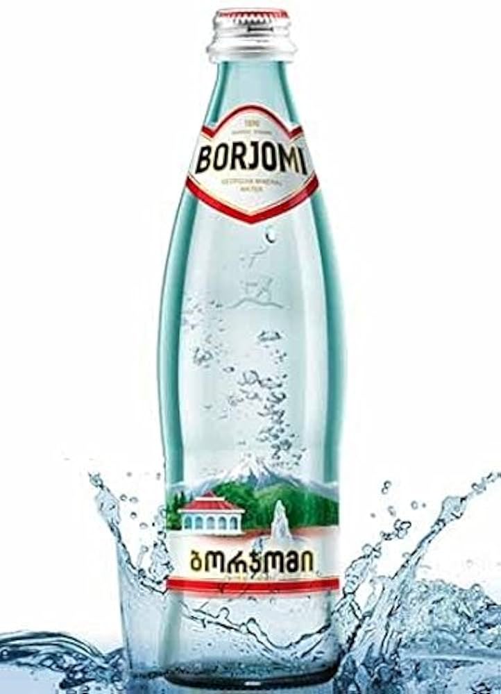 Mineral Water Borjomi Sparkling Water 500ml Glass Bottle (Pack Of 9)