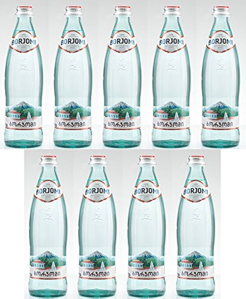 Mineral Water Borjomi Sparkling Water 500ml Glass Bottle (Pack Of 9)