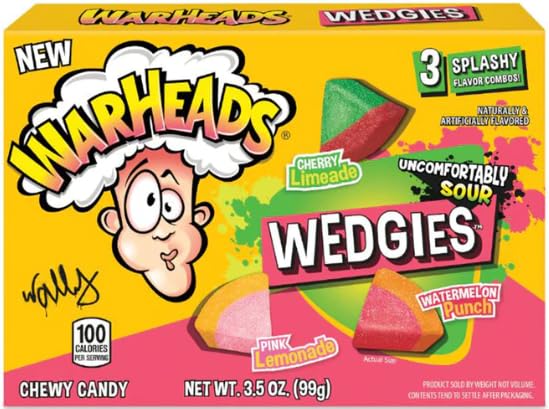 Warheads Uncomfortably Sour Wedgies 3 Splashy Theatre Box 99g (Best Before Date: June 2025)
