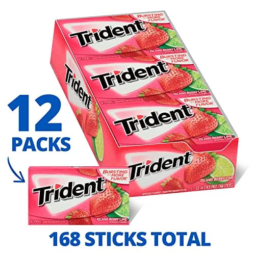 Trident Island Berry Lime Sugar Free Gum (12 Pack) (Best Before : 8 July 2026)