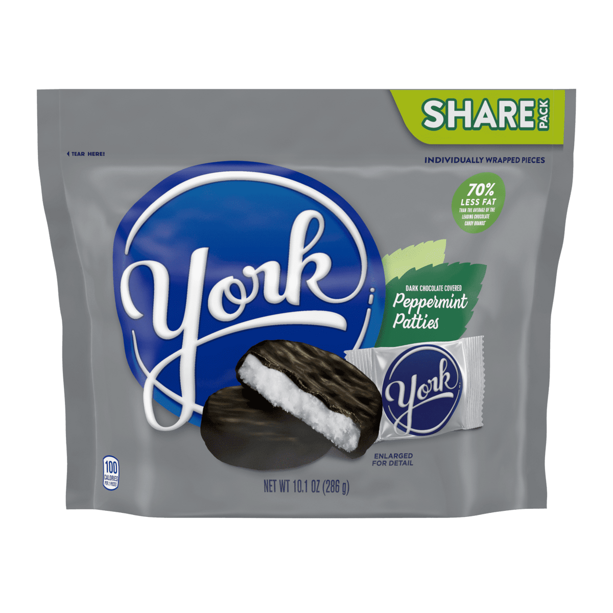 York Dark Chocolate Covered Peppermint Patties 286g Share Pack (Best Before : Aug 2026)