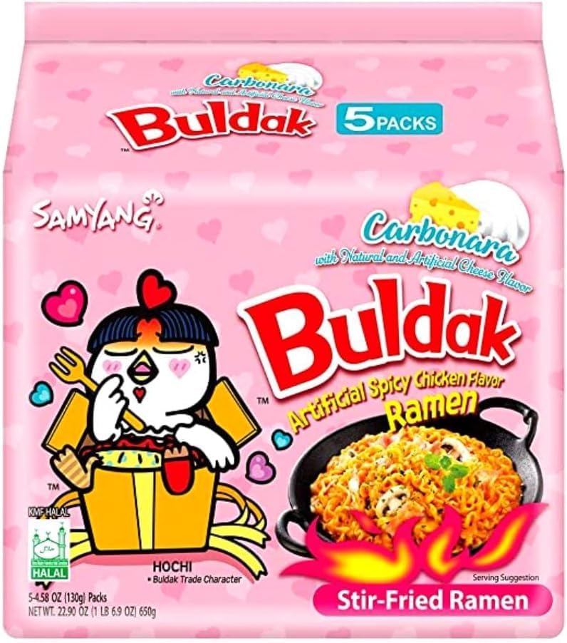 Samyang Carbonara Flavour Buldak Hot Chicken Flavor Ramen( 5 pack)(Best Before Date 21/11/2025)