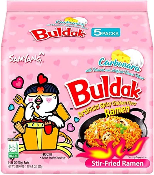 Samyang Carbonara Flavour Buldak Hot Chicken Flavor Ramen( 5 pack)(Best Before Date 21/11/2025)