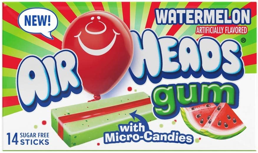 Airheads Watermelon Gum with Micro Candies (12 x 14) Sticks (Best Before : Dec 2025)