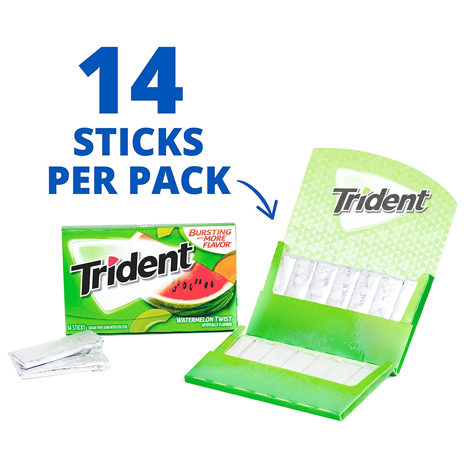 Trident Watermelon Twist Sugar Free Gum (12 Pack) (Best Before : 24 July 2026)