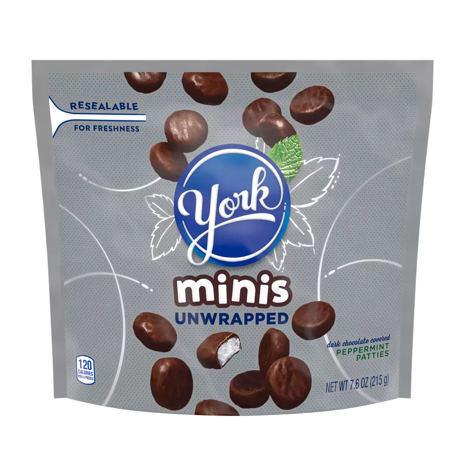 York Dark Chocolate Covered Peppermint Patties 215g | Minis Unwrapped (Best Before : Jan 2026)