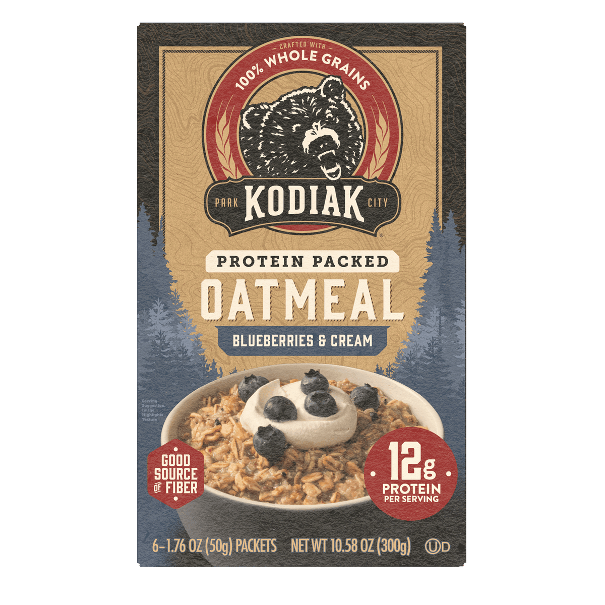 Kodiak Protein Packed Oatmeal Packets 300g | Blueberries & Cream