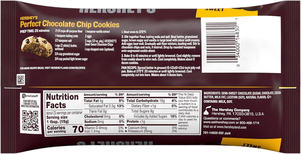Hershey's Semi Sweet Chocolate Chips 340g