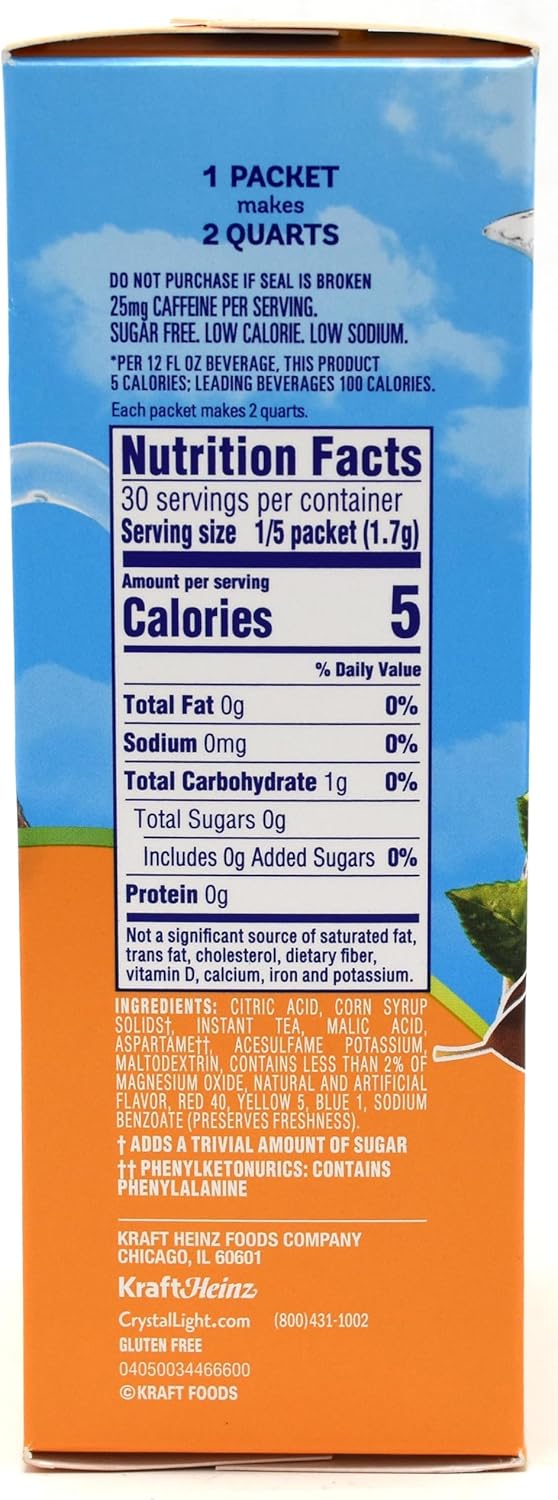 Crystal Light Peach Iced Tea Pitcher Pack Drink Mix 42g (Best Before : 10 Sep 2026)