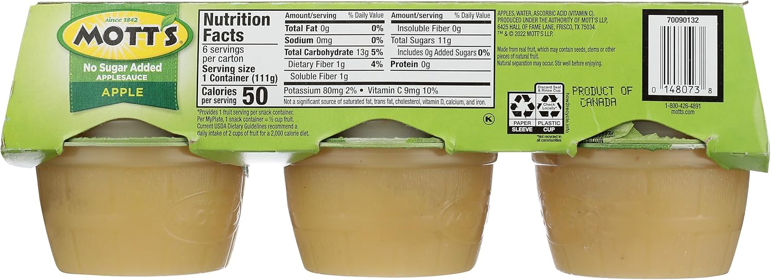 Mott's No Sugar Added Apple Applesauce 111g-6ct