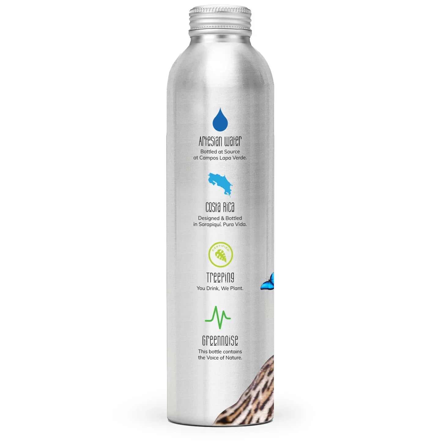 RainForest Artesian Water from Costa Rica. Aluminium Reusable Bottle 750mL