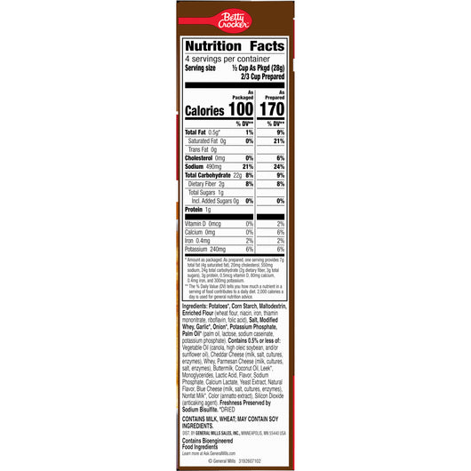 Betty Crocker Three Cheese Casserole Potatoes 113g (Best Before JUNE/2026)
