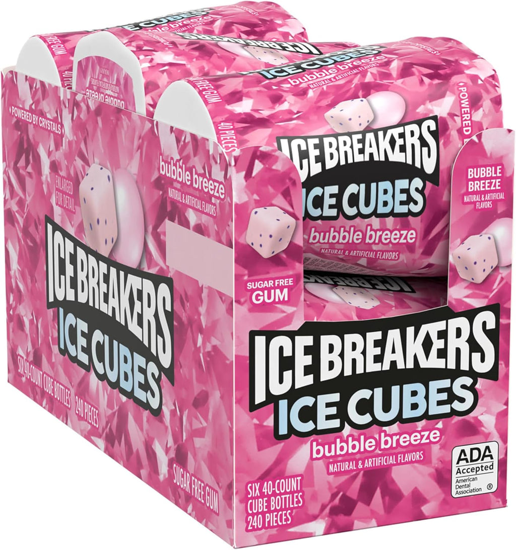 Ice Breaker Ice Cubes Bottle Bubble Breeze Sugar Free Gum 40 Pcs