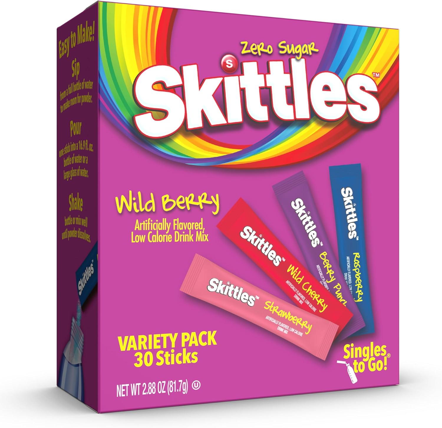 Skittles WILD BERRY Variety Pack 30 Sticks 75g