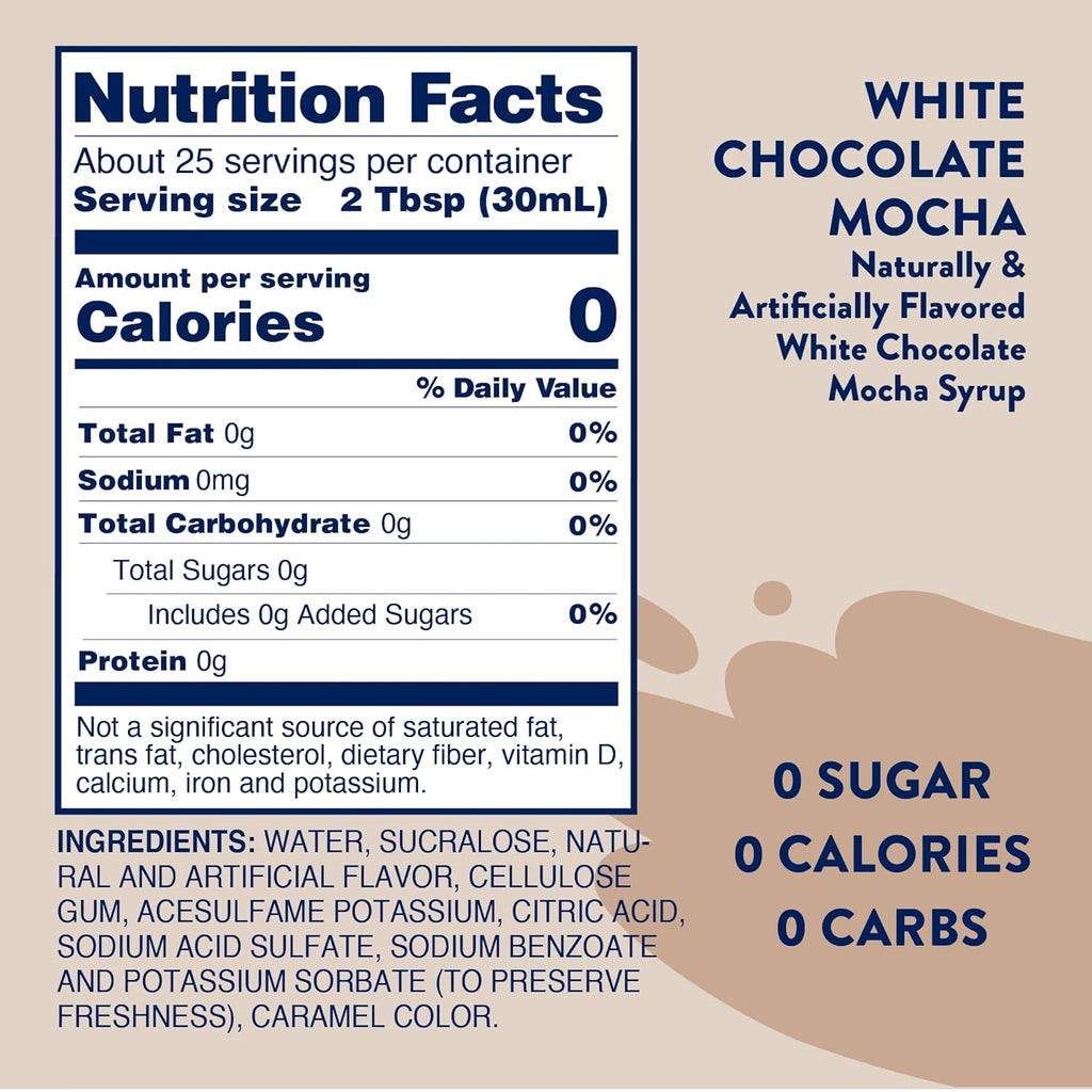 Skinny Sugar Free White Chocolate Mocha Syrup 750ml