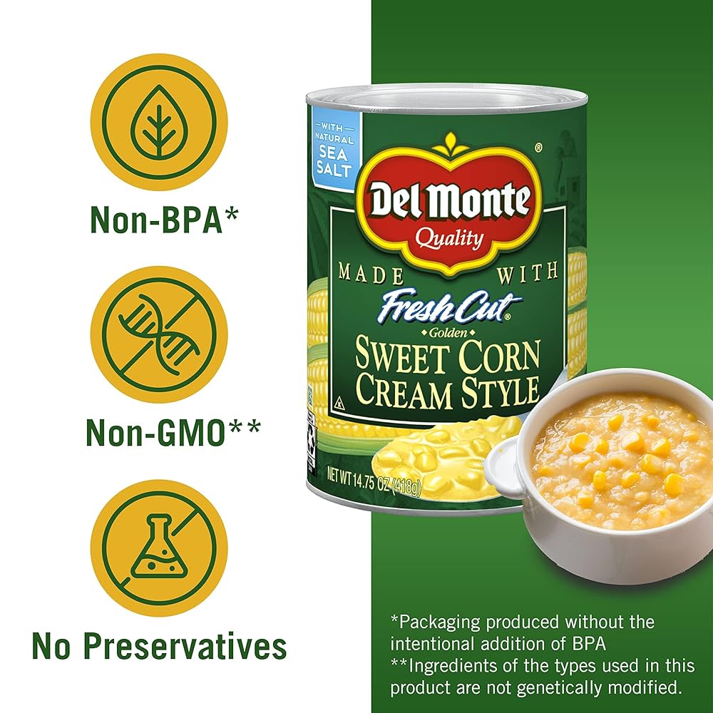 Del Monte Fresh Cut Cream Style Golden Sweet Corn 418g Best Before Date October 2026 - dented tin