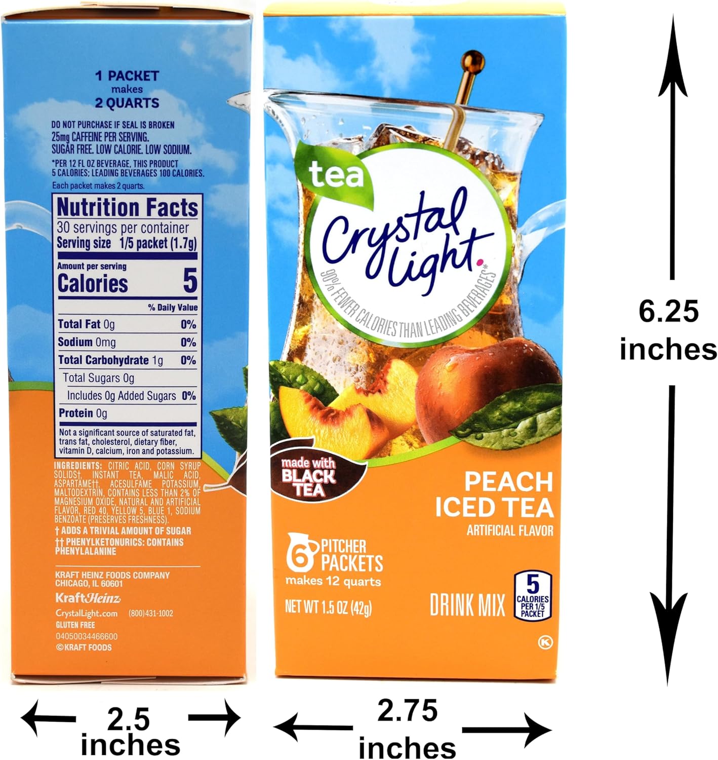 Crystal Light Peach Iced Tea Pitcher Pack Drink Mix 42g